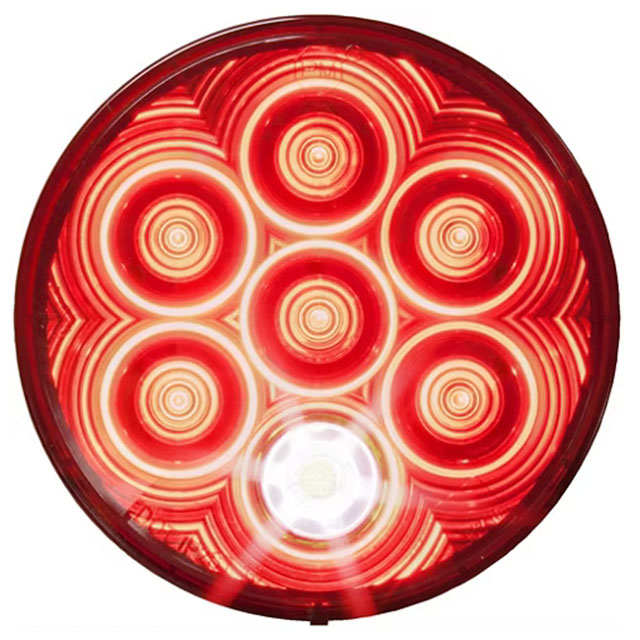 (image for) Trailer Stop/Turn/Tail/Backup Light Only LED 4'' Round Red Cyclops Dexter/Redneck #882-7