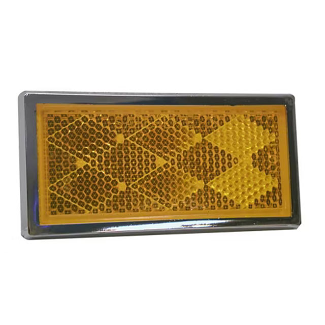 (image for) Trailer Reflector Amber 3.44" Rectangular With Chrome Bezel And Adhesive Back Dexter/Redneck #B484A