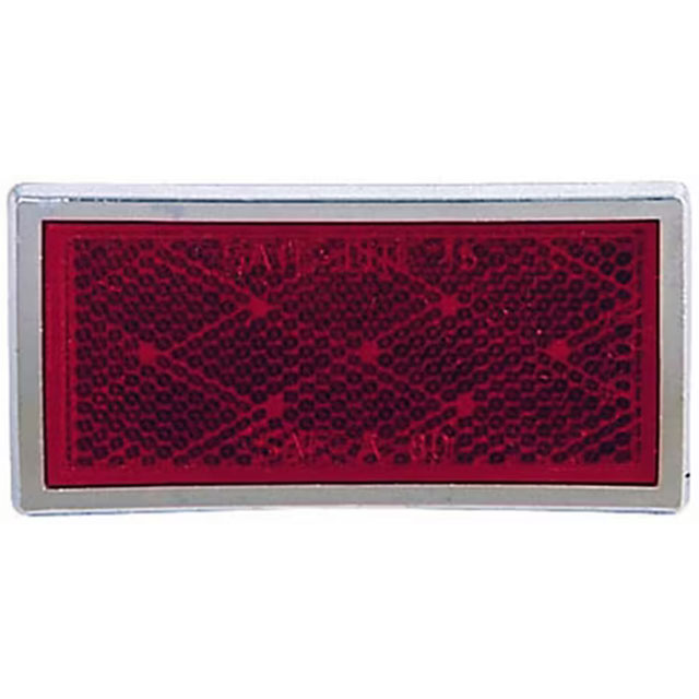 (image for) Trailer Red 3.44" Rectangular Reflector Red 3.44" Rectangular With Chrome Bezel And Adhesive Back Dezter/Redneck #B484R