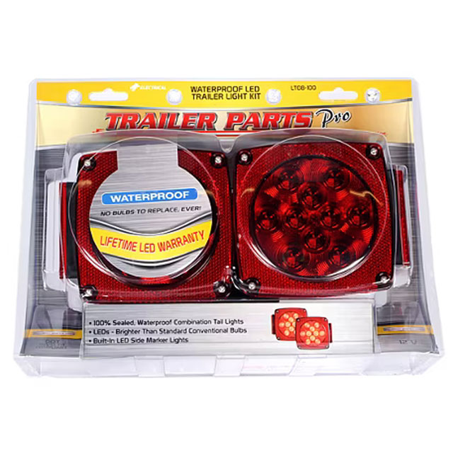 (image for) Trailer Stop/Tail/Turn Light Kit LED 4.75" Square 10 Diode Red Stud Mount Dexter/Redneck #LT08-100