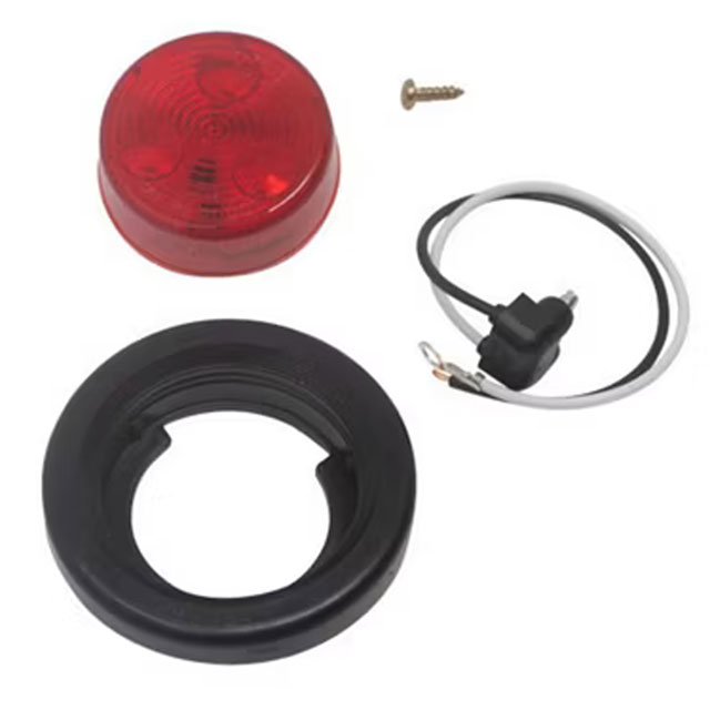 (image for) Trailer Marker Clearance Light Kit LED 2" Round 3 Bulb Red Standard Dexter/Redneck #MCL-55RBK