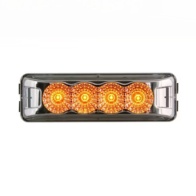 (image for) Trailer Marker Clearance Light Only LED 4" Rectangular Thinline Clear Lens 4 Amber Diode Micro-Flex Dexter/Redneck #MCL-63CAB