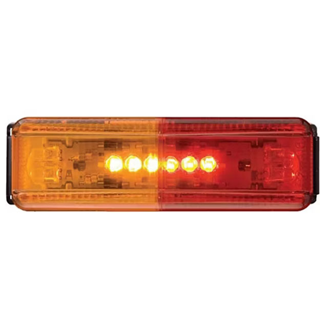 (image for) Trailer Marker Clearance Light Kit LED 4" Rectangular Thinline 10 Bulb Amber/Red Dexter/Redneck #MCL-67ARB