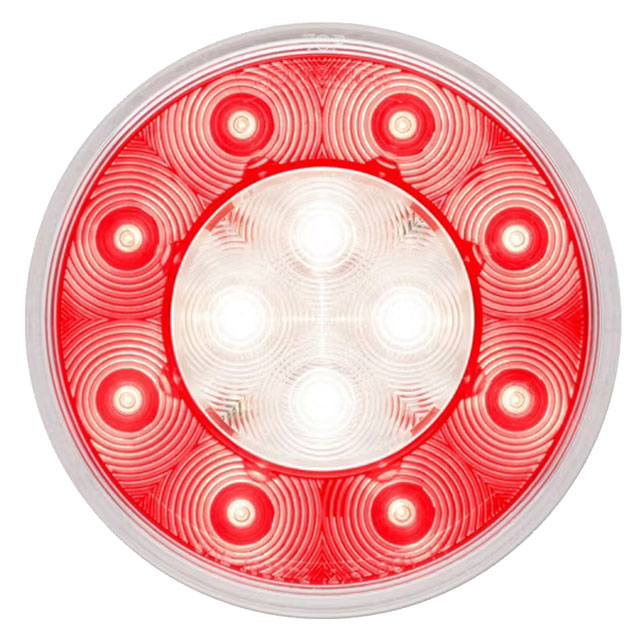 (image for) Trailer Stop/Turn/Tail/Backup Light LED 16 Diode 4'' Round Red Fusion Dexter/Redneck #STL201RB