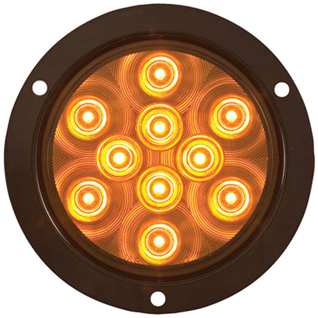 (image for) Trailer Park/Turn Light Kit LED 4'' Round Amber Flange Mount Standard Dexter/Redneck #STL42ABK