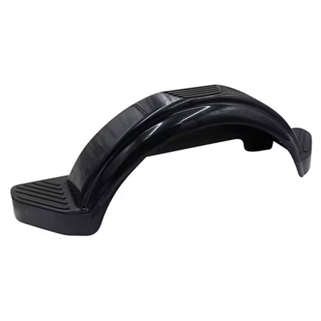 (image for) Trailer Single Axle Trailer Fender 9.09" X 28" Poly With Skirt And Step Black Dexter/Redneck #PF9X28B