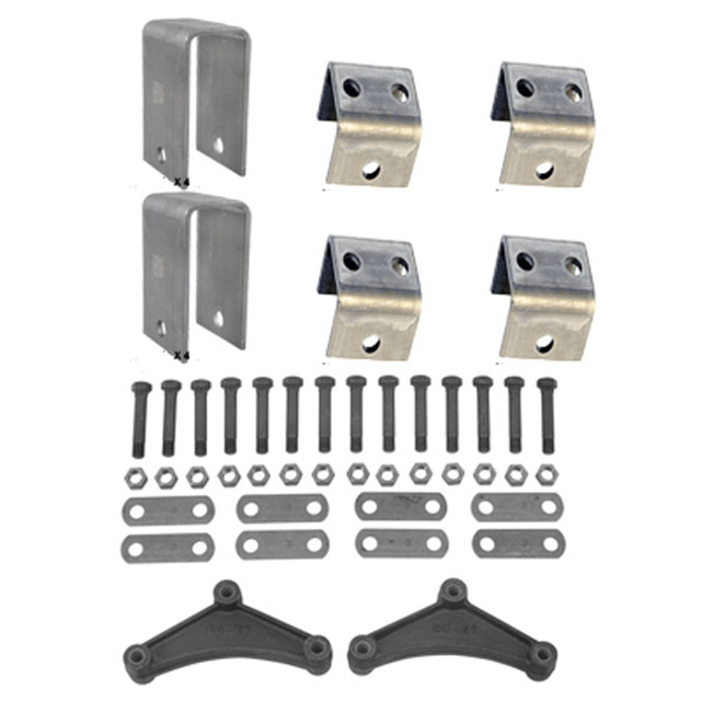 (image for) Trailer Spring Hanger Kit Tandem 2-7K Axles 1.75" Double Eye Spring 2 1/2 Front/Rear 4 1/4" Center Hangers Dexter/Redneck #APT8