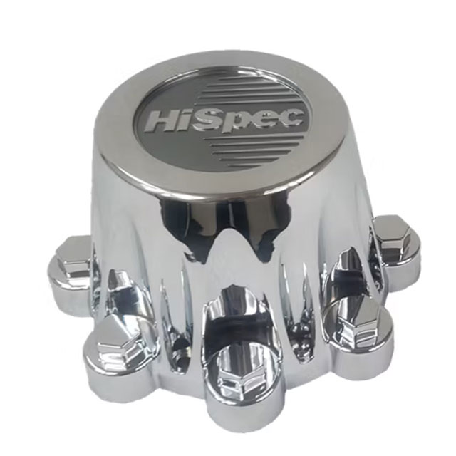 (image for) Trailer Wheel Hub Cover With Set Screws Chrome 16.5"-17.5 Wheels 8 On 6.5" Bolt Pattern Dexter/Redneck #QT965CHN