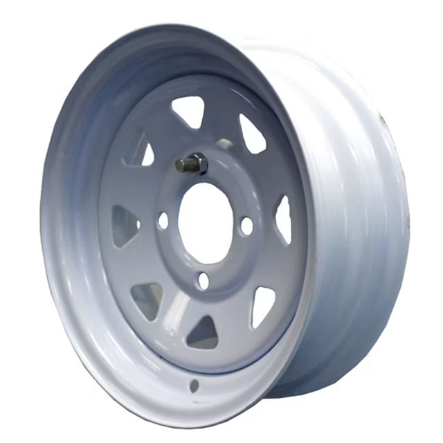 (image for) Steel Spoke Trailer Wheel 4 On 4" olt Pattern White 12” x 4” Dexter/Redneck #WH124-4WS