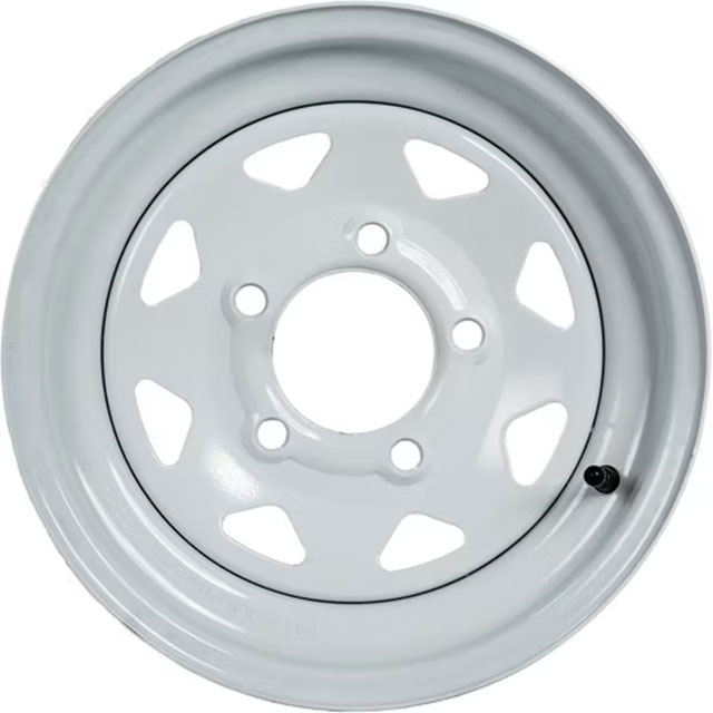 (image for) Steel Spoke Trailer Wheel 5 On 4.5" Bolt Pattern White 12” x 4” Dexter/Redneck #WH124-5WS