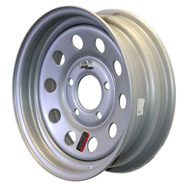 (image for) Steel Modular Trailer Wheel 5 On 4.5" Bolt Pattern Silver 13” x 4.5” Dexter/Redneck #WH1345-545SM