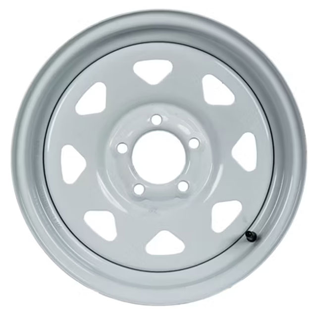 (image for) Steel Spoke Trailer Wheel 5 On 4.5" Bolt Pattern White 15” X 5" Dexter/Redneck #WH155-545WS