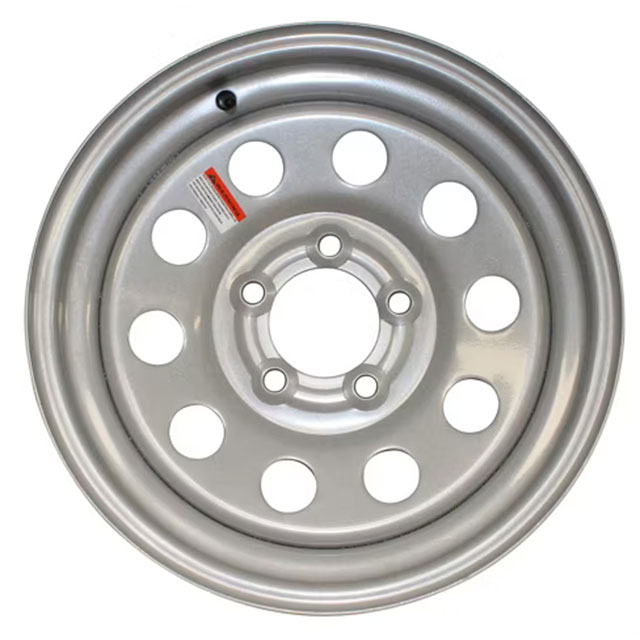 (image for) Steel Modular Trailer Wheel 5 On 5" Bolt Pattern Silver 15” x 5” Dexter/Redneck #WH155-550SM