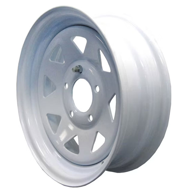 (image for) Steel Spoke Trailer Wheel 5 On 5" Bolt Pattern White 15” x 5” Dexter/Redneck #WH155-550WS