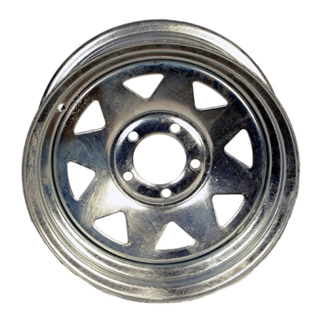 (image for) Steel Spoke Trailer Wheel 5 On 4.5" Bolt Pattern Galvanized 15”x 6" Dexter/Redneck #WH156-5GVS