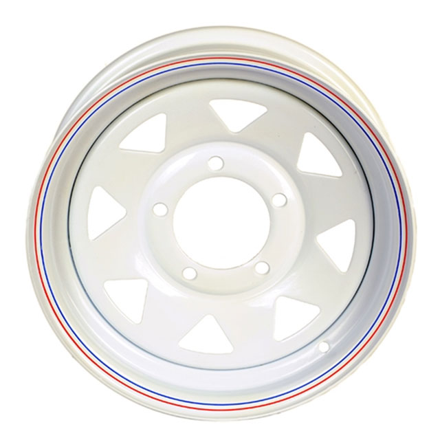 (image for) Steel Spoke Trailer Wheel 5 On 5.5" Bolt Pattern White 15” x 5” Dexter/Redneck #WHI155-555WS