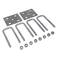 (image for) Trailer Galvanized Suspension U-Bolt Kit 1/2"-20 X 5 1/2" For 3.5k 2" Square Axle Dexter/Redneck #APUBS2GBK-550