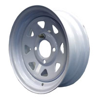 (image for) Steel Spoke Trailer Wheel 4 On 4" olt Pattern White 12” x 4” Dexter/Redneck #WH124-4WS