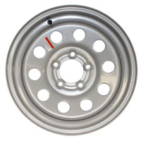 (image for) Steel Modular Trailer Wheel 5 On 5" Bolt Pattern Silver 15” x 5” Dexter/Redneck #WH155-550SM